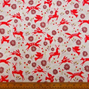 Cotton Fabric Dashwood Craft Cotton Nordic Reindeers White