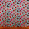 Cotton Fabric Dashwood Craft Cotton Biker Hearts Turquoise