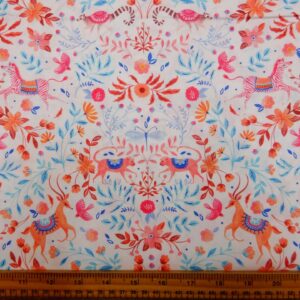 Cotton Fabric Dashwood Craft Cotton Beige Stags White