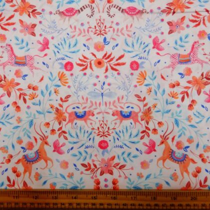 Cotton Fabric Dashwood Craft Cotton Beige Stags White
