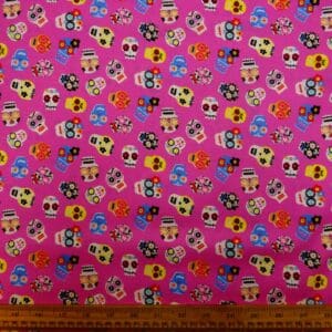 Cotton Fabric Dashwood Craft Cotton Day Of The Dead Cerise
