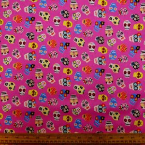 Cotton Fabric Dashwood Craft Cotton Day Of The Dead Cerise