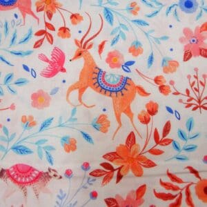 Cotton Fabric Dashwood Craft Cotton Beige Stags White