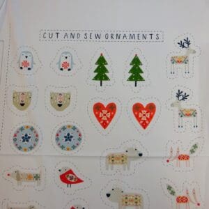 Cotton Fabric Dashwood Craft Cotton Christmas Ornaments Panel Ivory