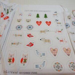 Cotton Fabric Dashwood Craft Cotton Christmas Ornaments Panel Ivory