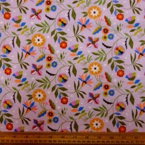 Cotton Fabric Dashwood Craft Cotton Floral Spiro Pink