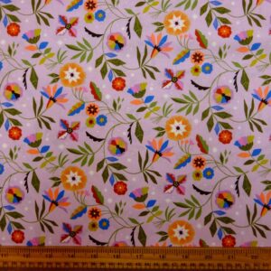 Cotton Fabric Dashwood Craft Cotton Floral Spiro Pink