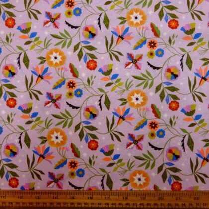 Cotton Fabric Dashwood Craft Cotton Floral Spiro Pink