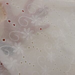 Pure Cotton Fabric Broderie Anglais Swiss Cheese Ivory