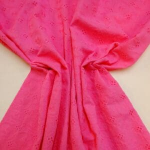 Pure Cotton Fabric Broderie Anglais Brandy Cerise