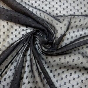 Chiffon Fabric Dobby Eyelash Spot Mamba Black