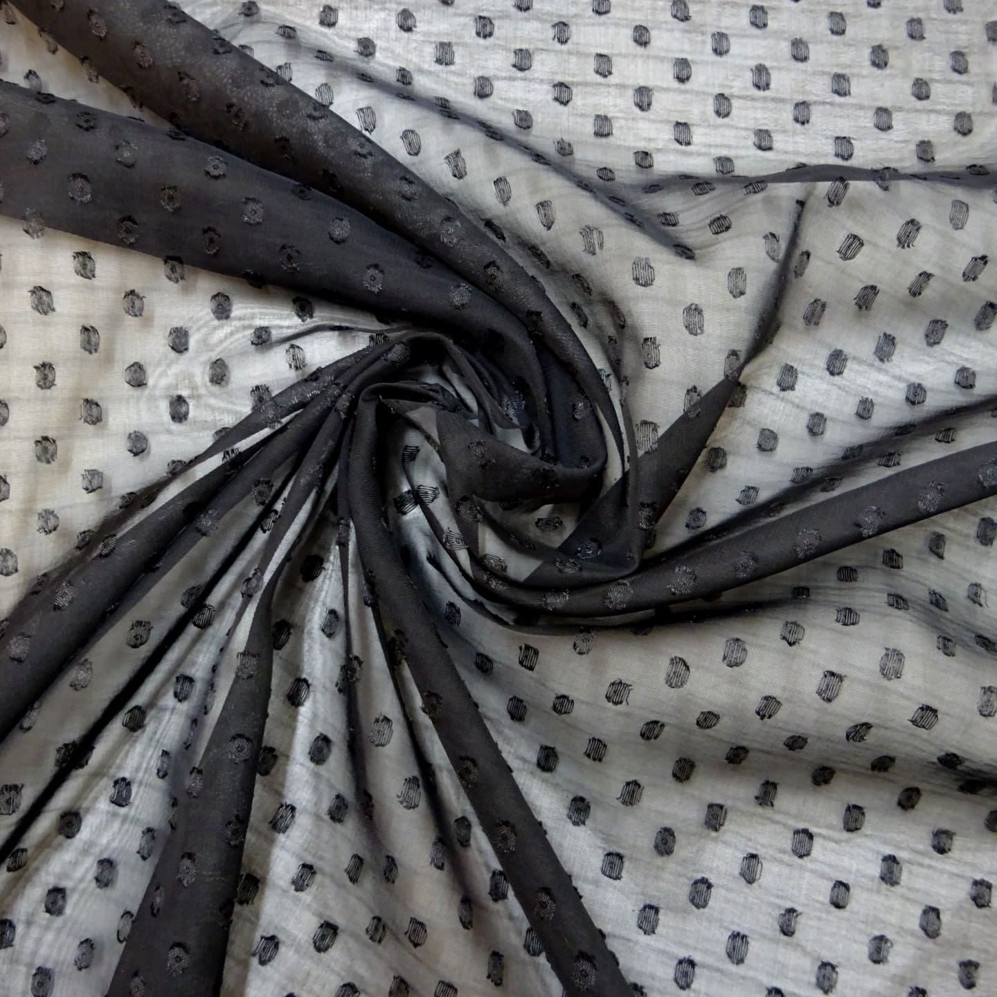 Chiffon Fabric Dobby Eyelash Spot Mamba Black