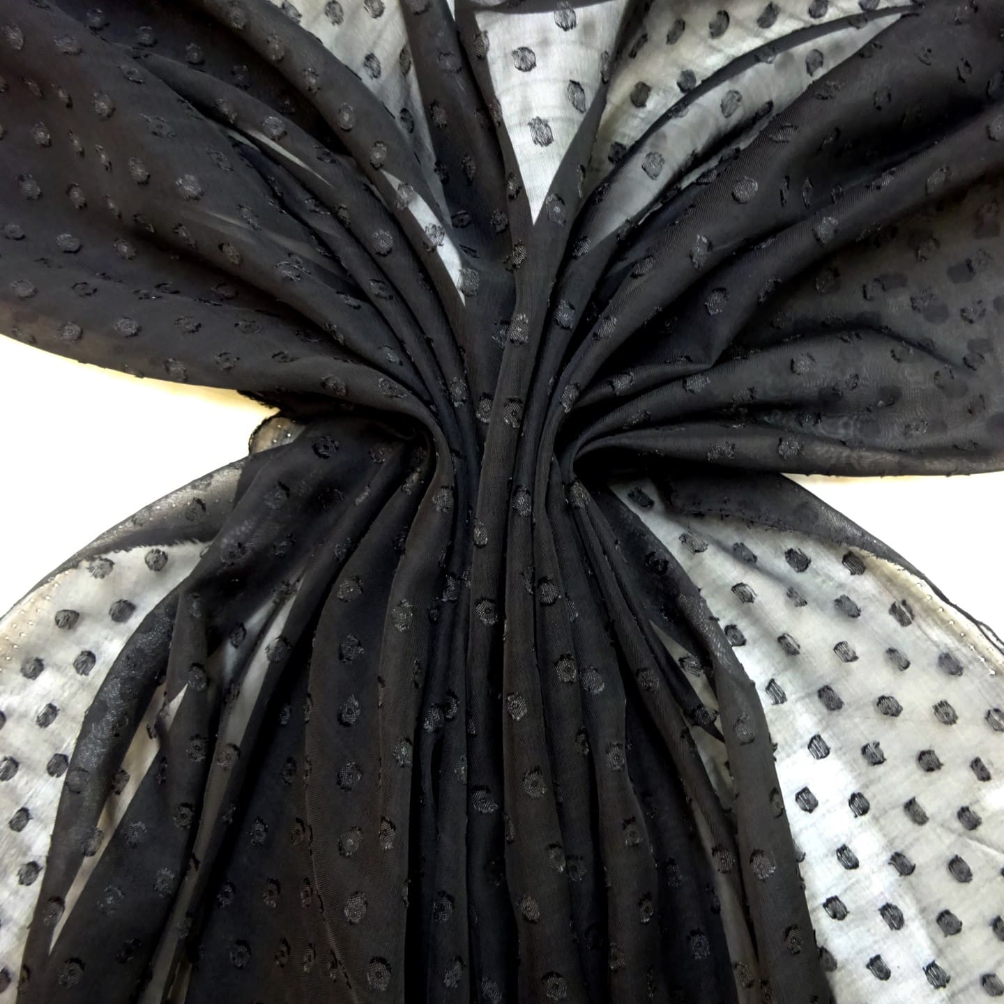 Chiffon Fabric Dobby Eyelash Spot Mamba Black