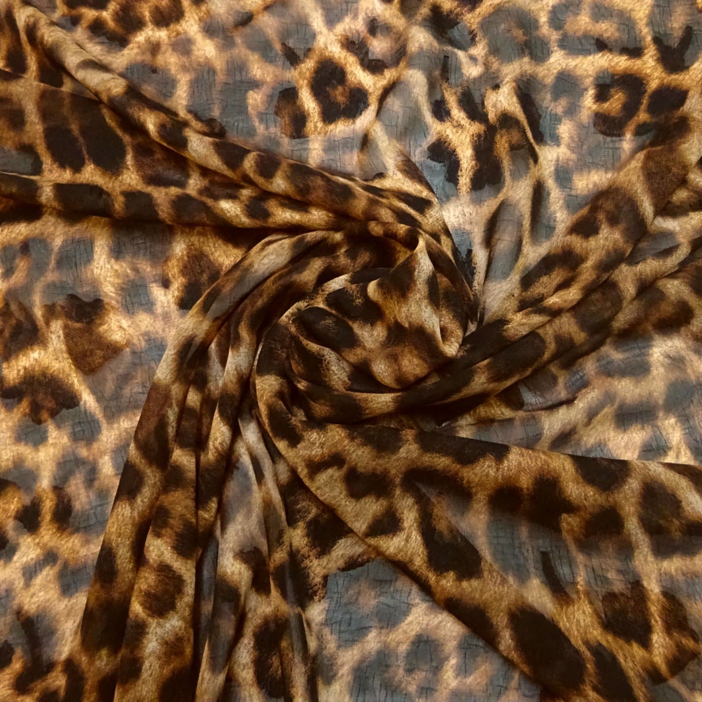 Chiffon Georgette Fabric Dixie Lynx Beige Black Copper