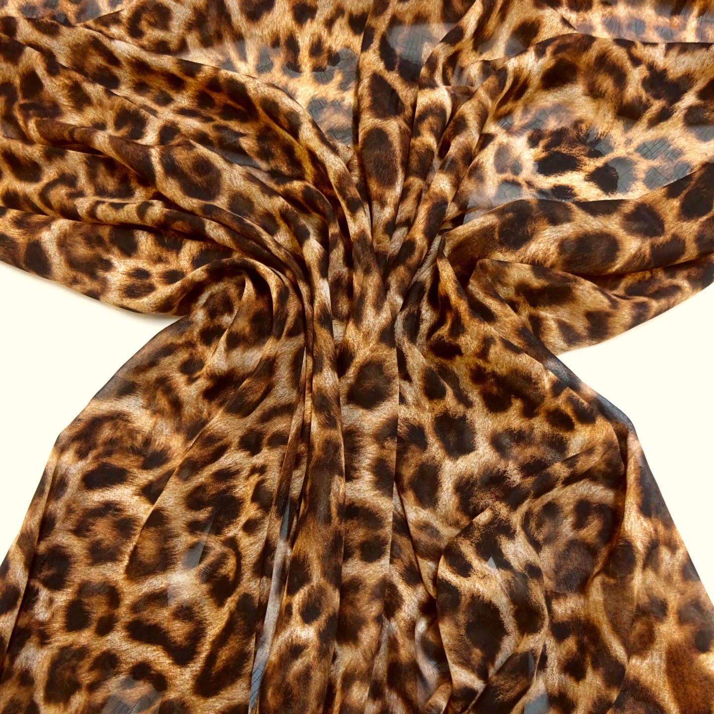 Chiffon Georgette Fabric Dixie Lynx Beige Black Copper