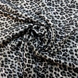 Crepe De Chine Fabric Baby Leopard Grey/Black