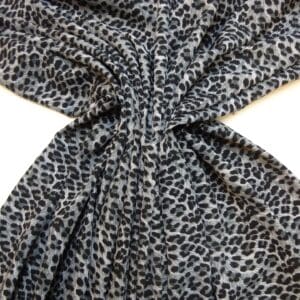 Crepe De Chine Fabric Baby Leopard Grey/Black