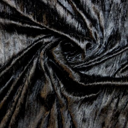 Crushed Velvet Fabric Crinkle Black