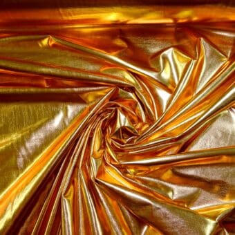 Foil Jersey Fabric Stretch Amber Gold