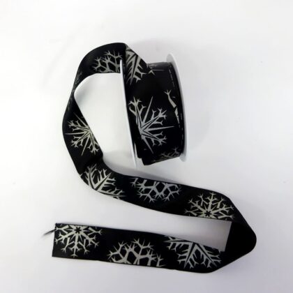 Ribbon 35mm Black Ice Silver 20 Metre Reel