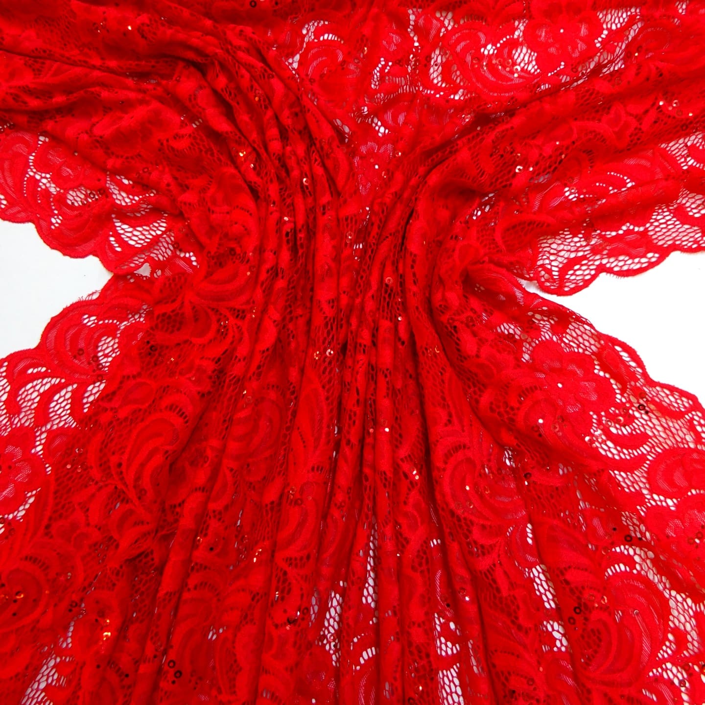 Lace Fabric Heavy With Sequins Tennessee Red