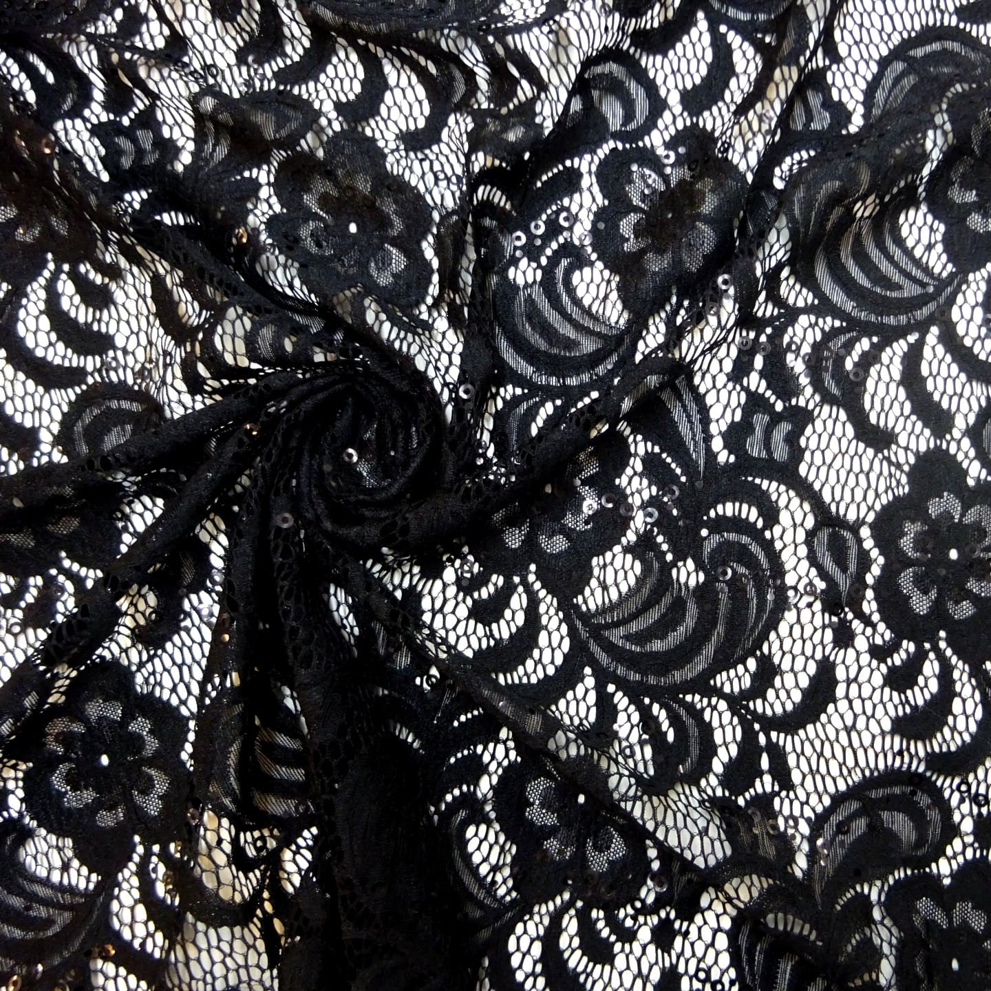 Lace Fabric Heavy With Sequins Tennessee Black