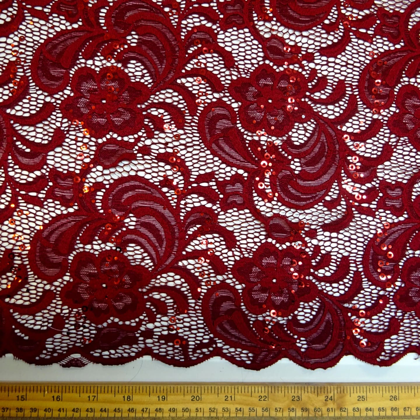 Lace Fabric Heavy With Sequins Tennessee Wine