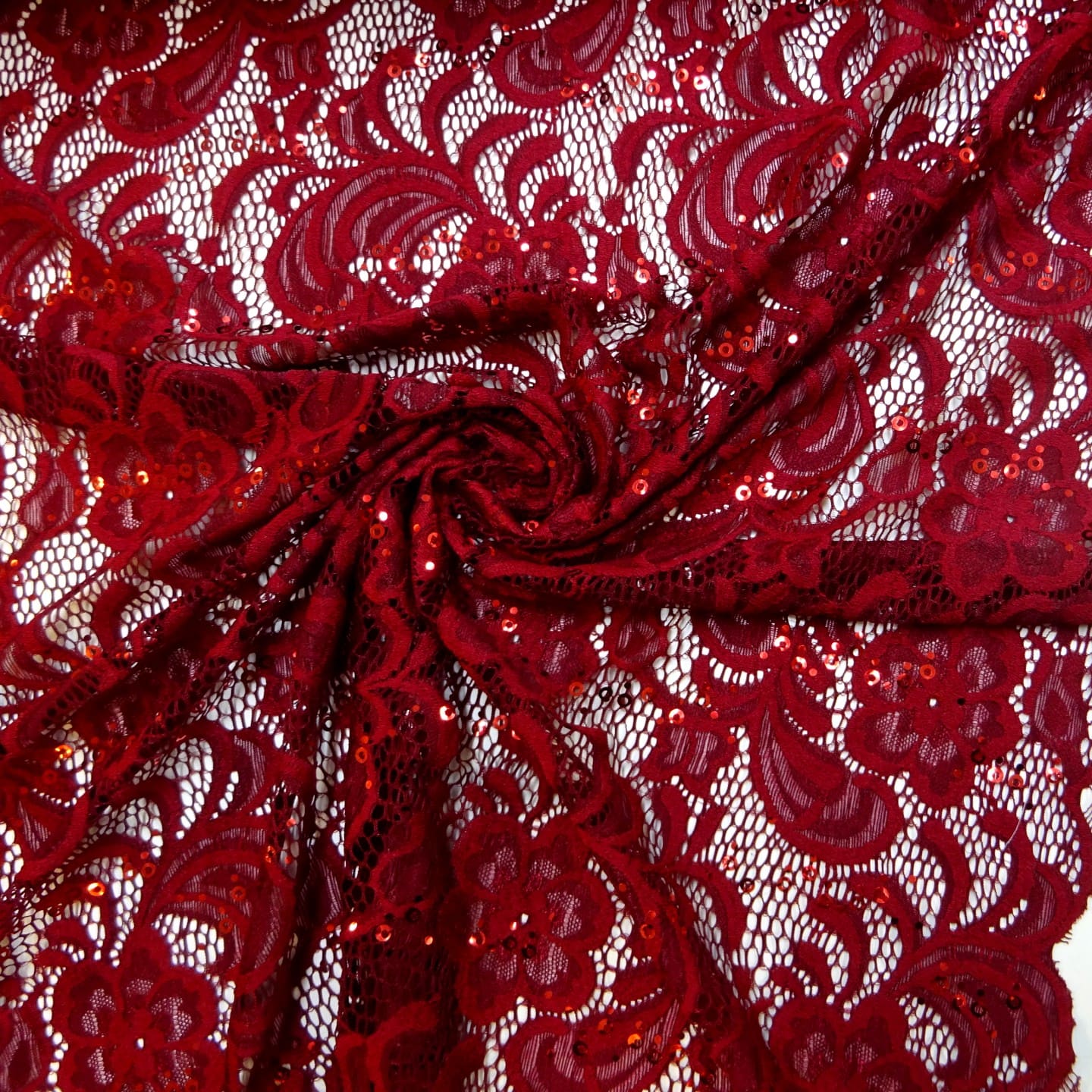 Lace Fabric Heavy With Sequins Tennessee Wine