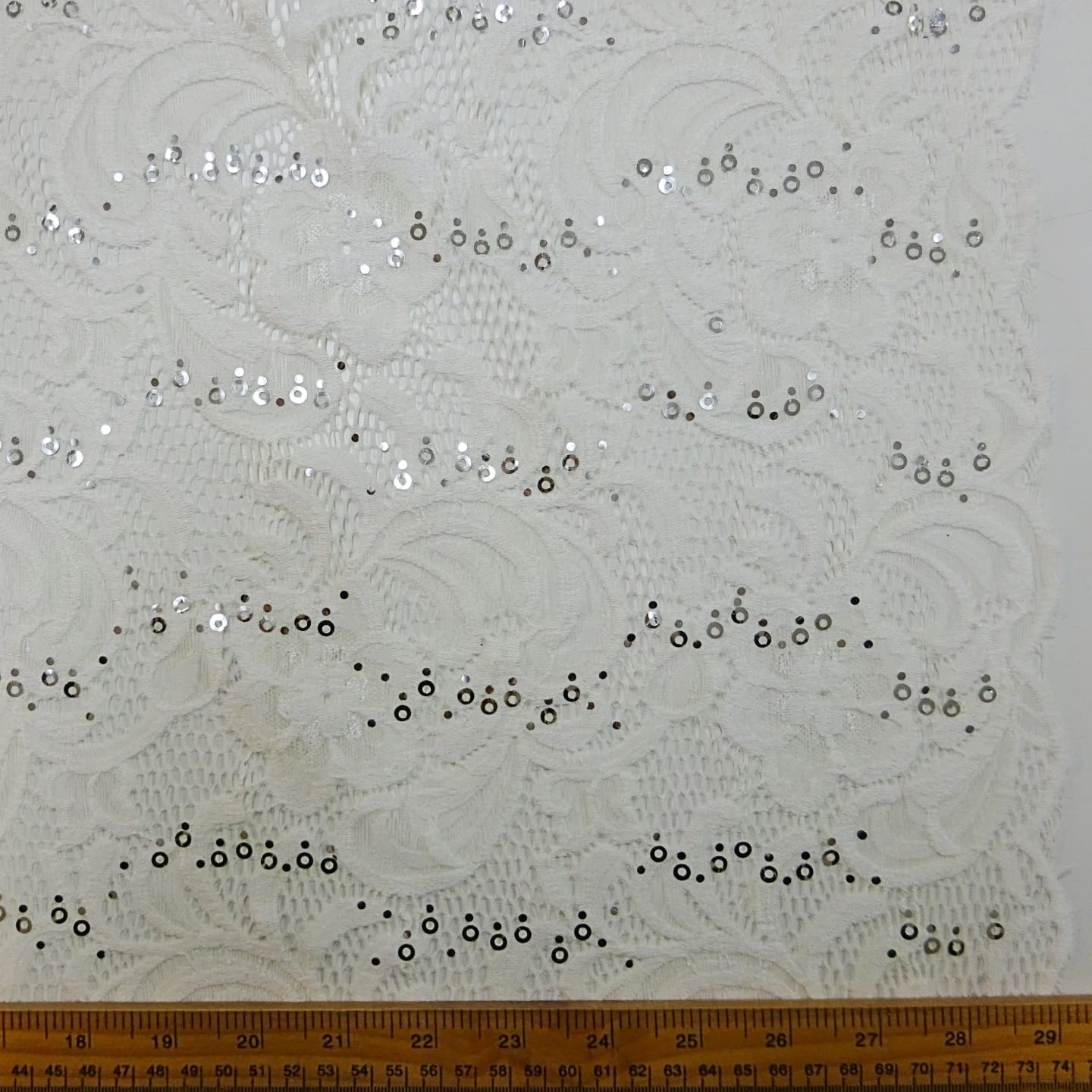 Lace Fabric Heavy With Sequins Tennessee Ivory