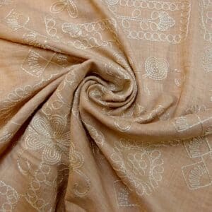 Linen Look Fabric Soft Flowing With Embroidery Fudge