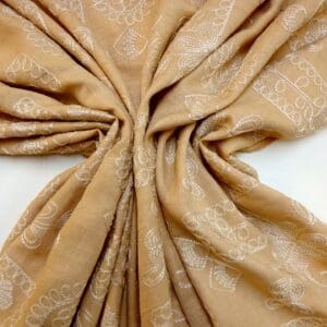 Linen Look Fabric Soft Flowing With Embroidery Honey Sand