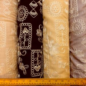 Linen Look Fabric Soft Flowing With Embroidery