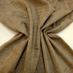 Linen With Bamboo Viscose Fabric Small Prince Of Wales Check Beige