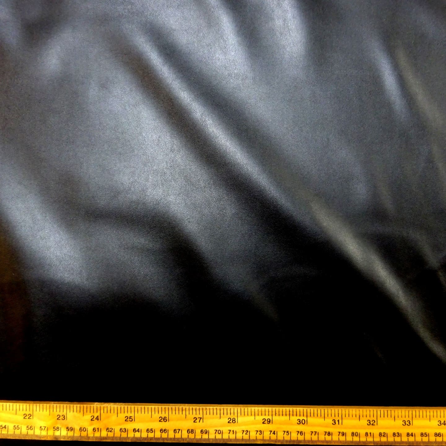 Leather Look Fabric Light Weight Pleather With Mechanical Stretch Black