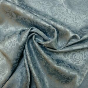 Satin Fabric English Rose Palace Garden Dusty Blue