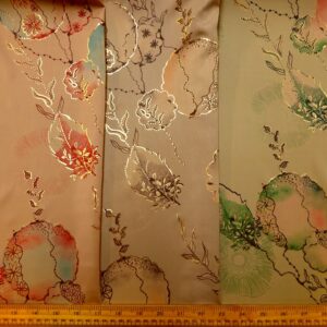 Satin Fabric Japanese Whim With Gold Outline