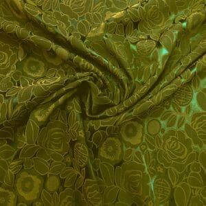 Satin Fabric Begonias In Paris Khaki/Sage