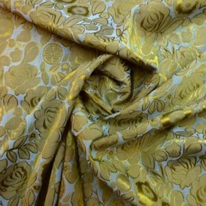 Satin Fabric Begonias In Paris Dusky Blue/Sage