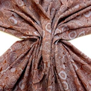 Satin Fabric Begonias In Paris Dusky Rose/Grey