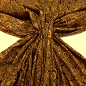 Satin Fabric Begonias In Paris Brown/Amber