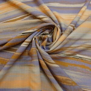 Seersucker Fabric With Elastane Morning Has Broken Ivory Rust Blue