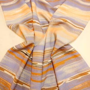 Seersucker Fabric With Elastane Morning Has Broken Ivory Rust Blue