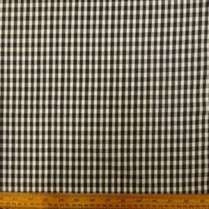 Seersucker Fabric Gingham 1cm Black Ivory