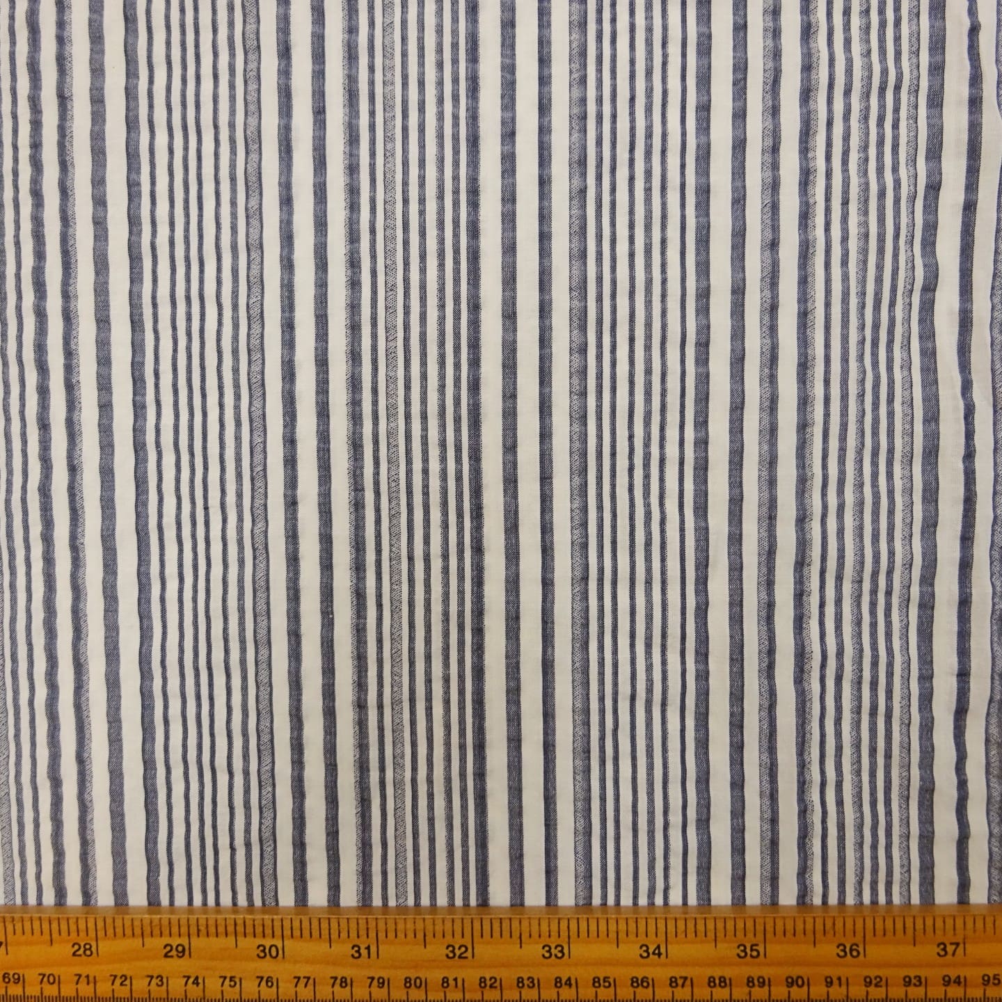 Seersucker Fabric Wiggly Stripe Air Force Grey