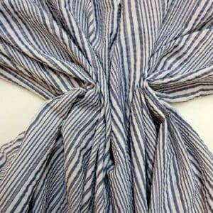 Seersucker Fabric Wiggly Stripe Air Force Grey