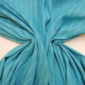 Cotton Fabric Crinkle With Silver Thread Turquoise