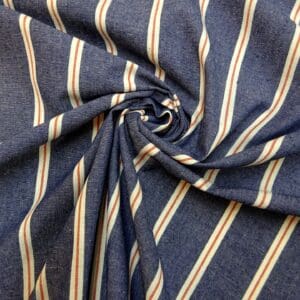 Polyester Cotton Fabric Linen Finish Denim Look Stripe