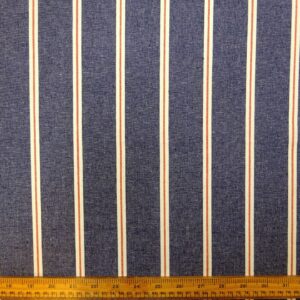 Polyester Cotton Fabric Linen Finish Denim Look Stripe