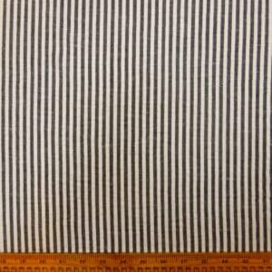 Faux Linen Fabric Oxford Stripes Ivory/Black