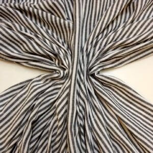 Faux Linen Fabric Oxford Stripes Ivory/Black